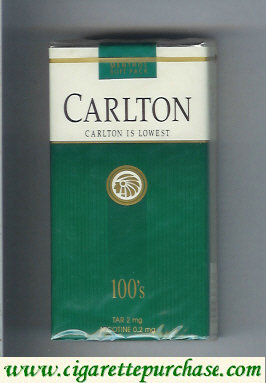 Carlton Menthol 100's cigarettes lowest tar 2mg